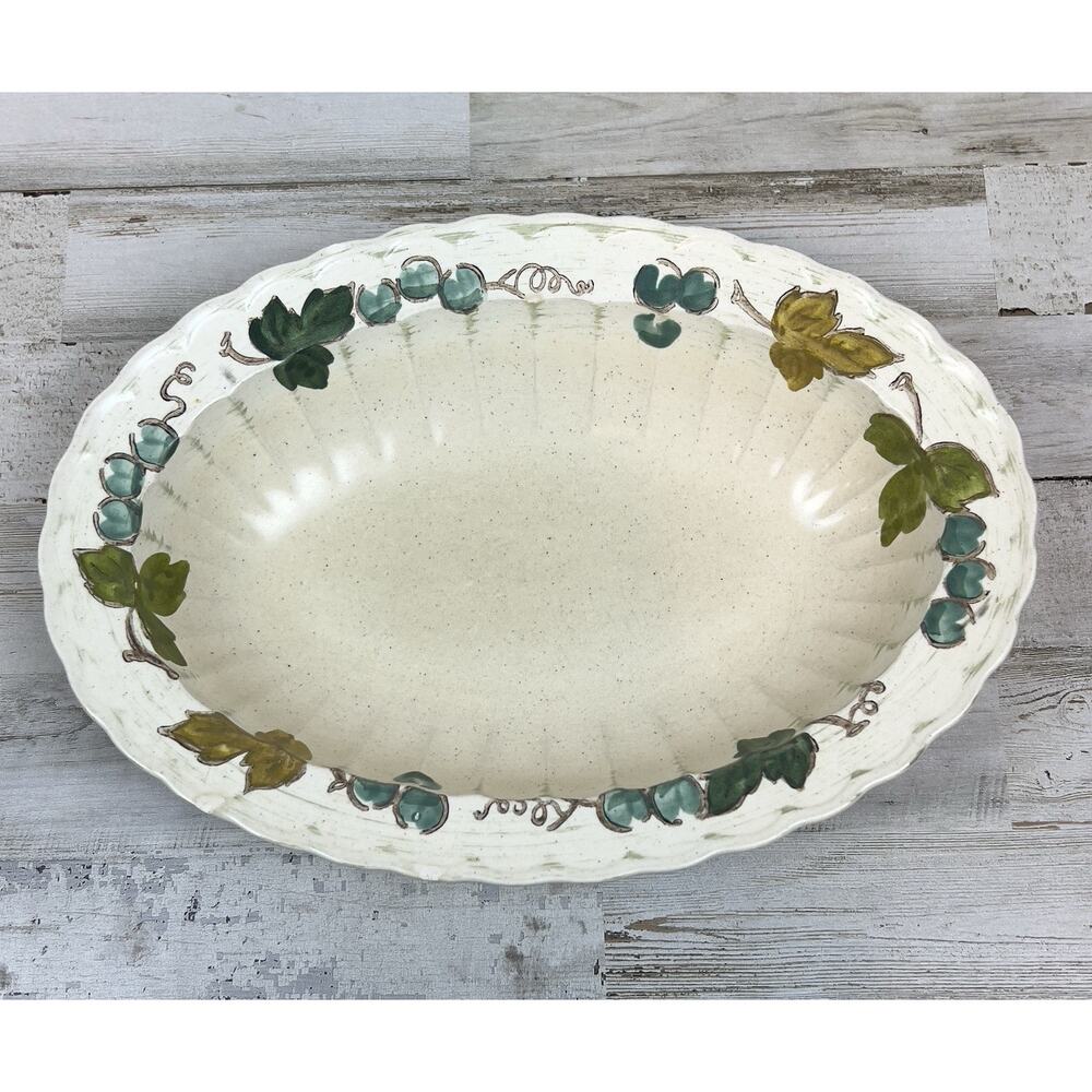 VINTAGE Metlox Vernon Ware Vineyard Oval Serving Bowl 11" California Grapes